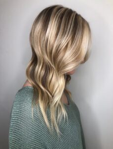 Lived-in balayage with cool tones by Leslie Shores, Nashville colorist