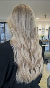 Dimensional blonde with full extensions Alyssa Black, Nashville hairstylist